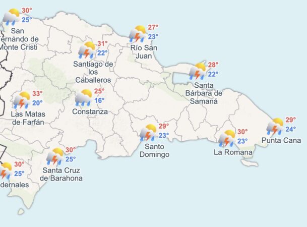 El pronóstico de el tiempo en República Dominicana, hoy sábado 28 de junio del 2025